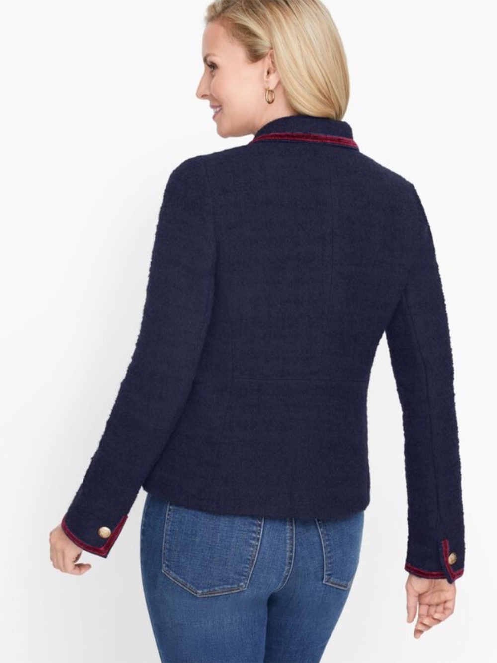 Talbots Piped Tweed Jacket - size 10P - Picture 4 of 6